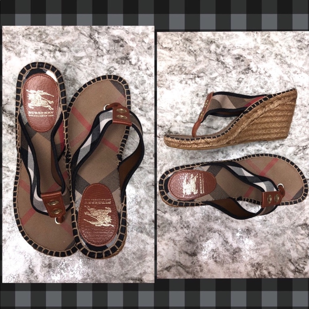 Burberry wedge sandals size 6.5